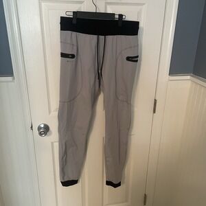 BYLT Premium Jogger Pants Mens Size L Large Gray Black Zipper Pockets Drawstring